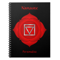 Elegant Namaste Red Root Chakra Personalize Notebook