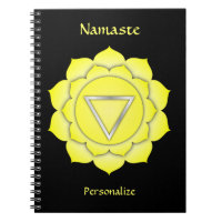 Elegant Namaste Yellow Solar Chakra Personalize Notebook