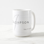 elegant name and initial (monogram) white 15 oz coffee mug (Front Right)