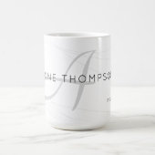 elegant name and initial (monogram) white 15 oz coffee mug (Center)