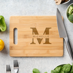 Elegant Name and Monogram Frame  Engraved Cutting Board