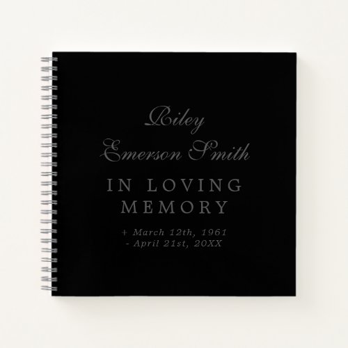 Elegant Name Black In Loving Memory Guest Book