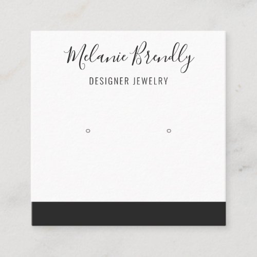 Elegant Name Black White Jewelry Earring Display  Square Business Card