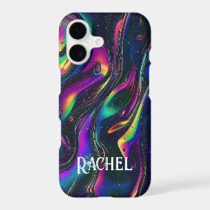 Elegant Name Bold Iridescent Abstract Galactic iPhone 17 Case