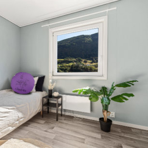 Elegant name botanical line black lavender  round pillow