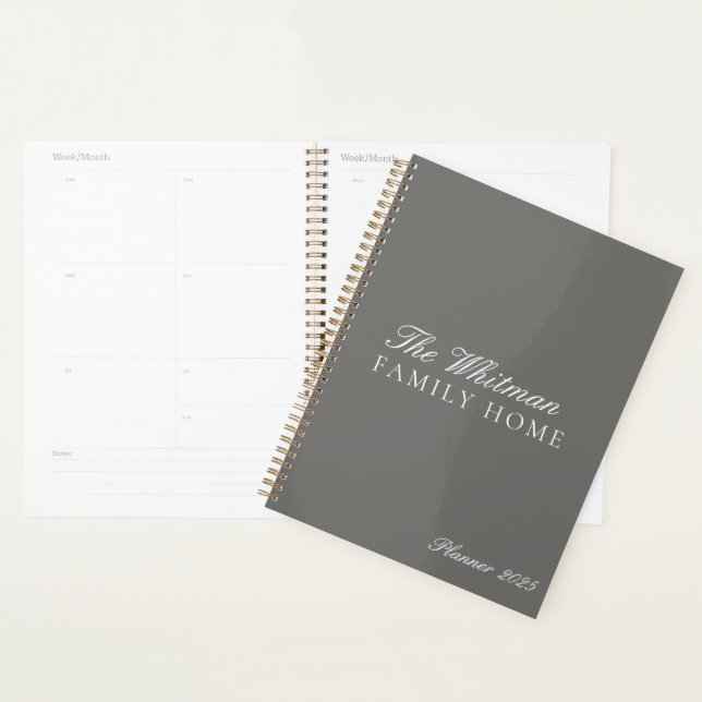 Elegant Name Family Home Gray 2025 Planner (Display)