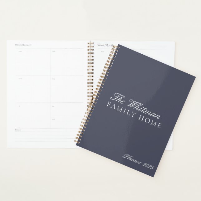 Elegant Name Family Home Slate Gray Planner (Display)