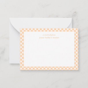 Elegant Name Gingham Baby Stationery Note Card