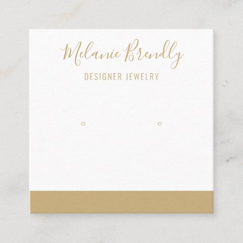 Elegant Name Gold White Jewelry Earring Display  Square Business Card