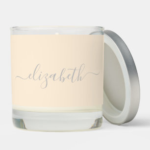 Elegant Name in Script Neutral Cream & Gray Scented Candle