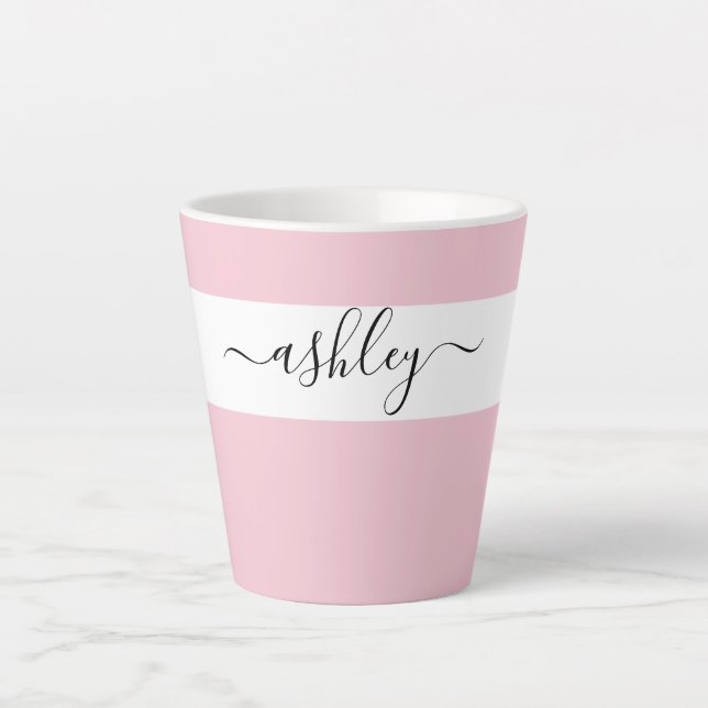 Elegant Name in Script Typography Pink Latte Mug (Front)