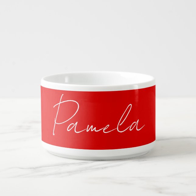 Elegant Name Minimalist Classical Warm Red Bowl (Center)