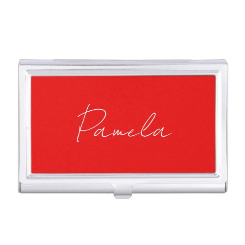Elegant Name Minimalist Classical Warm Red Business Card Case