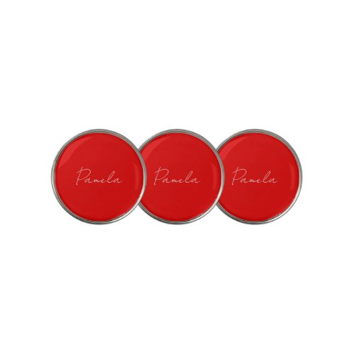 Elegant Name Minimalist Classical Warm Red Golf Ball Marker