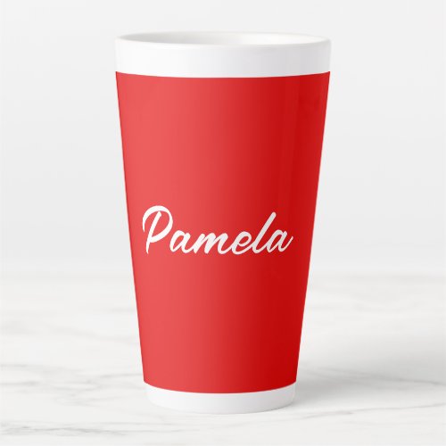 Elegant Name Minimalist Classical Warm Red Latte Mug