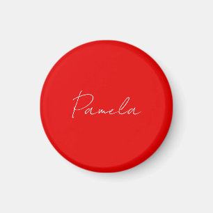 Elegant Name Minimalist Classical Warm Red Magnet