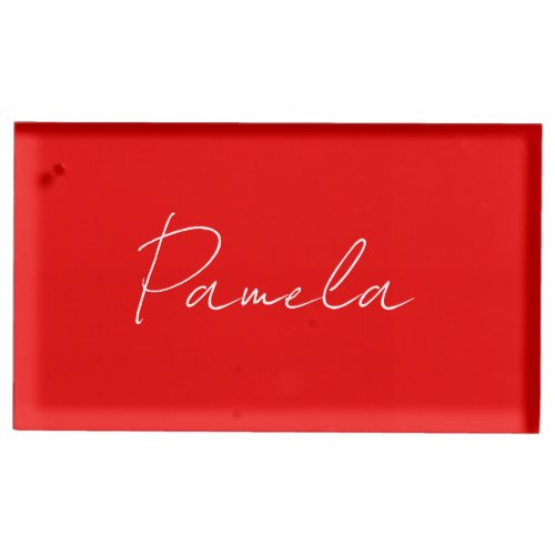 Elegant Name Minimalist Classical Warm Red Place Card Holder