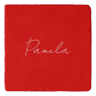 Elegant Name Minimalist Classical Warm Red Trivet