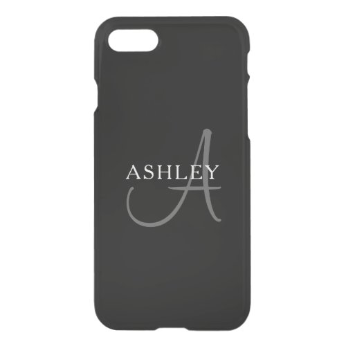 Elegant Name Monogram  Black  Grey iPhone SE87 Case