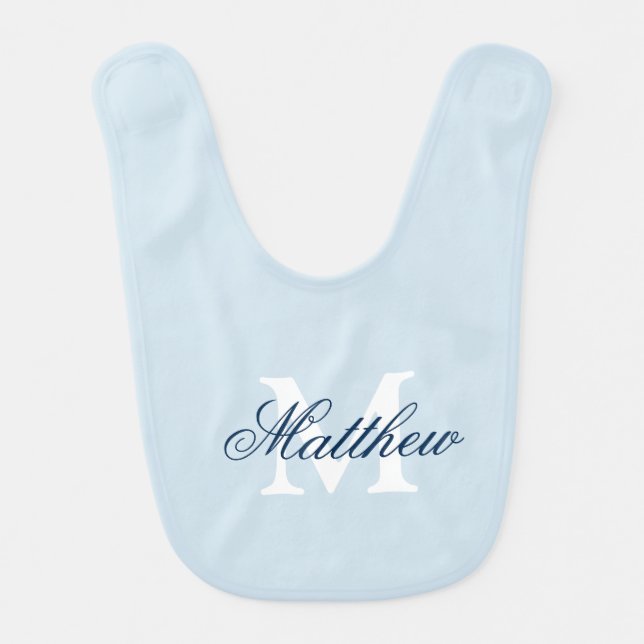 Elegant name monogram custom baby bib for newborn (Front)