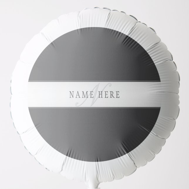Elegant Name & Monogram | Dark & Light Grey  Balloon (Front)