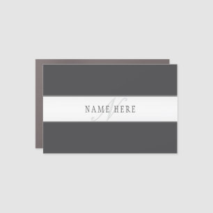 Elegant Name & Monogram Dark & Light Grey Car Magnet