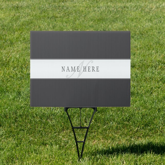 Elegant Name & Monogram | Dark & Light Grey  Sign (Insitu)