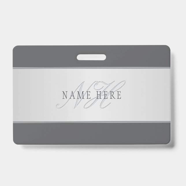 Elegant Name & Monogram Lettering (or other text) Badge (Front)