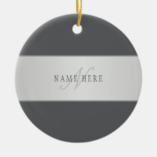Elegant Name & Monogram Lettering (or other text) Ceramic Ornament