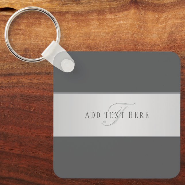 Elegant Name & Monogram Lettering (or other text) Keychain (Front)