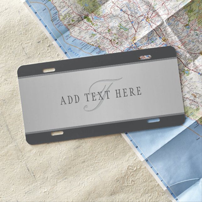 Elegant Name & Monogram Lettering (or other text) License Plate (In Situ)