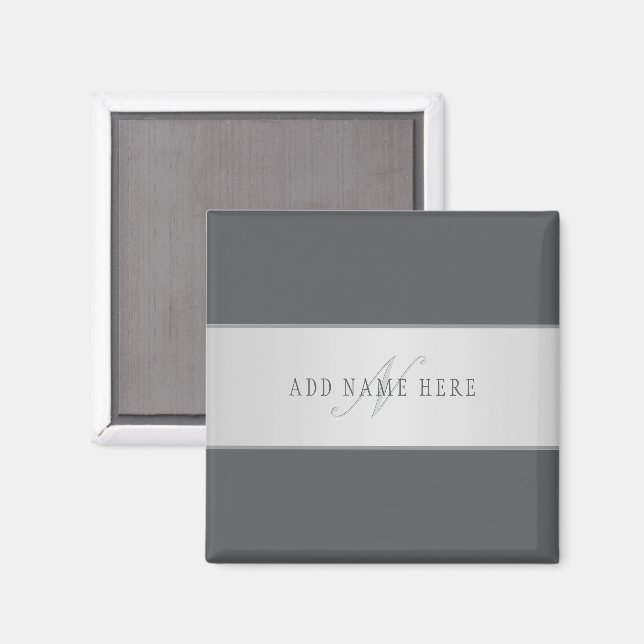 Elegant Name & Monogram Lettering (or other text) Magnet (Front/Back)