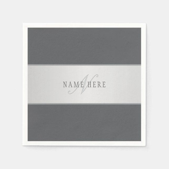 Elegant Name & Monogram Lettering (or other text) Napkins (Front)