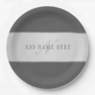 Elegant Name & Monogram Lettering (or other text) Paper Plates