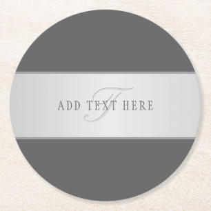 Elegant Name & Monogram Lettering (or other text) Round Paper Coaster