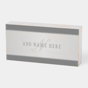 Elegant Name & Monogram Lettering (or other text) Wooden Box Sign