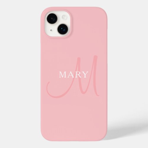 Elegant Name Monogram  Light Pink Case_Mate iPhone 14 Plus Case