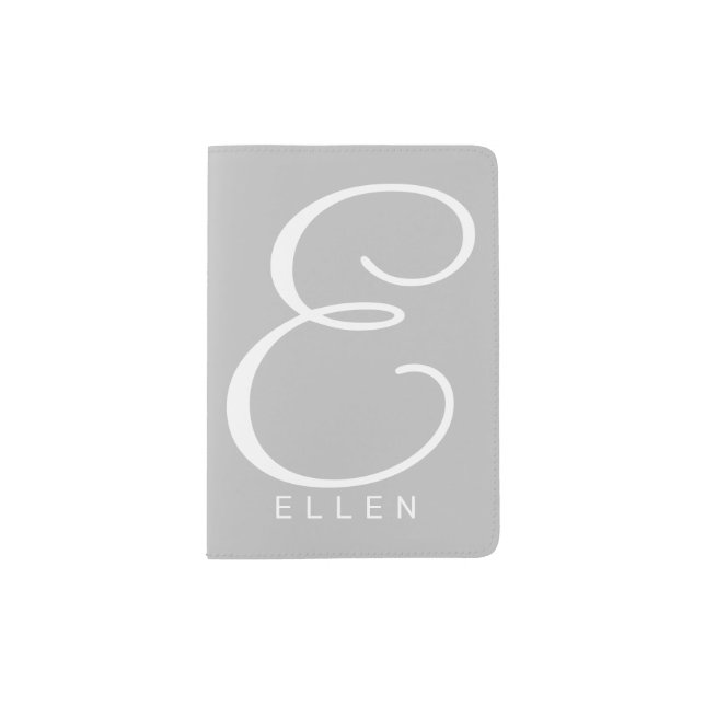 Elegant name monogram personalized passport holder (Front)