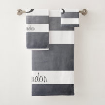 Elegant name monogram striped Gray