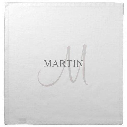 Elegant Name Monogram  White  Grey Cloth Napkin