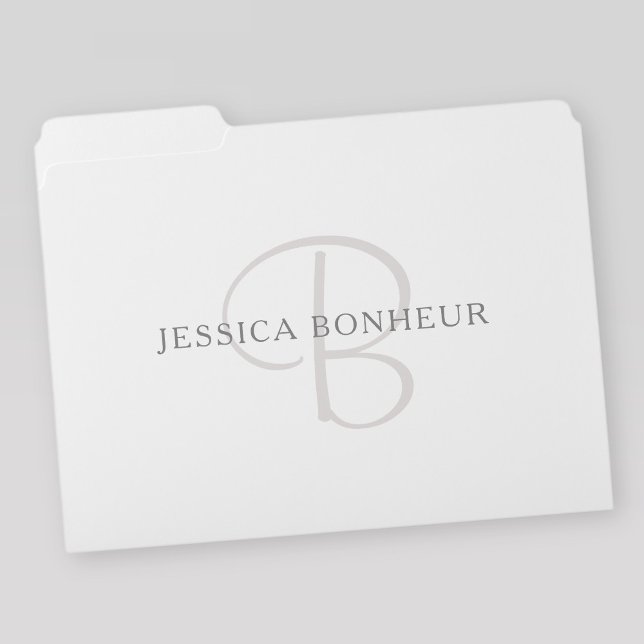 Elegant Name Monogram | White & Grey File Folder (Creator Uploaded)