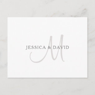 Elegant Name Monogram White & Grey Postcard