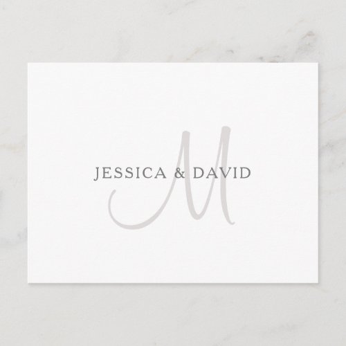 Elegant Name Monogram  White  Grey Postcard