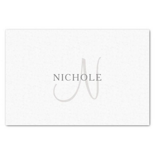 Elegant Name Monogram  White  Grey Tissue Paper