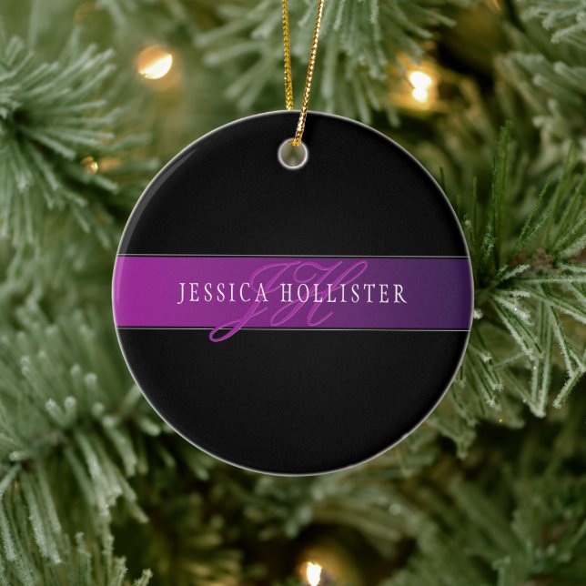 Elegant Name & Monogrammed Initial/s Ceramic Ornament (Tree)