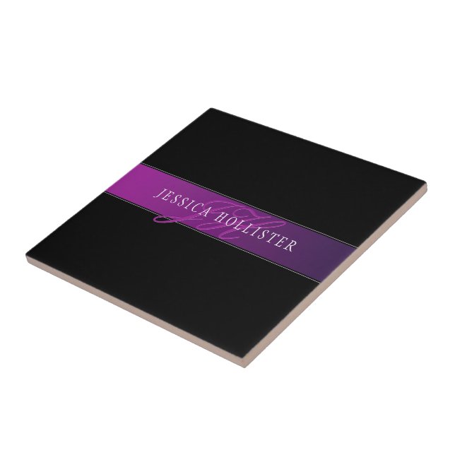 Elegant Name & Monogrammed Initial/s Ceramic Tile (Side)