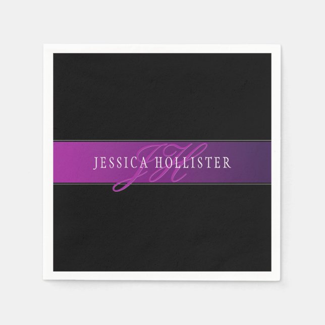 Elegant Name & Monogrammed Initial/s Napkins (Front)