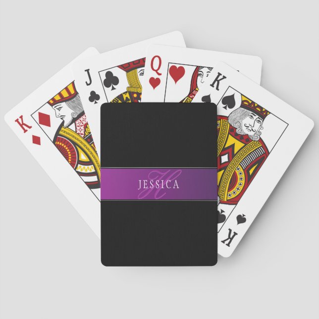 Elegant Name & Monogrammed Initial/s Poker Cards (Back)