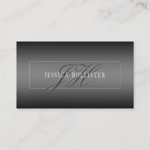 Elegant Name & Monogrammed Initials Black & Grey Enclosure Card