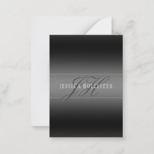 Elegant Name & Monogrammed Initials Black & Grey Note Card